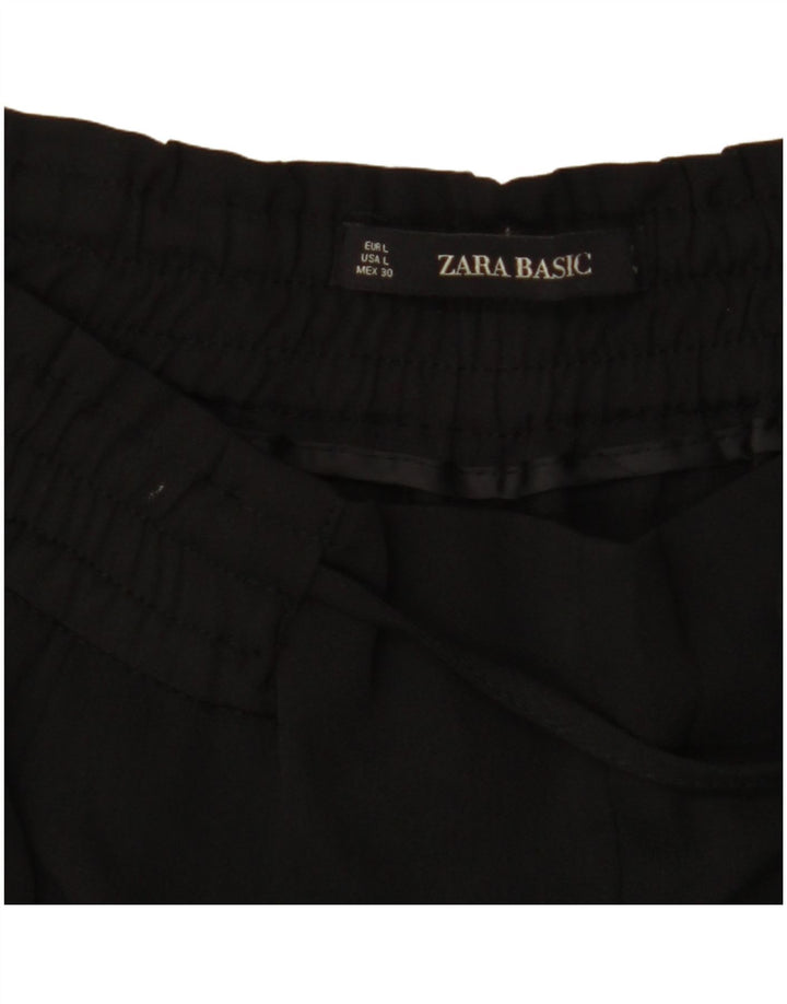 Женские зауженные укороченные брюки с завышенной талией ZARA UK 16, большие W34 L27, черные