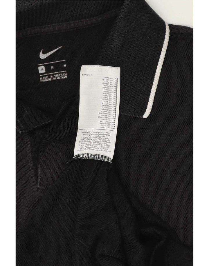Мужская рубашка-поло Nike среднего размера, черная полоска из хлопка