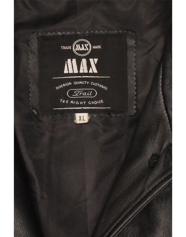 MAX Womens Hooded Leather Jacket UK 18 XL Black Leather