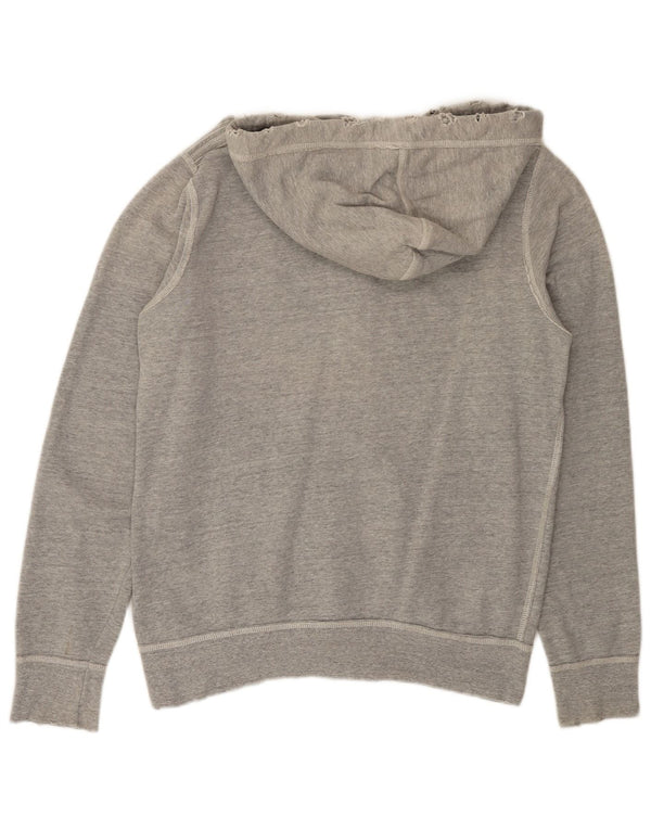 TRUE RELIGION Mens Distressed Zip Hoodie Sweater Medium Grey Cotton