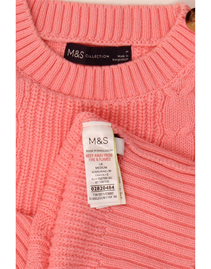 Женский укороченный джемпер с круглым вырезом Marks & Spencer UK 14, средний розовый