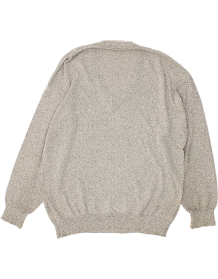 BUECKLE Mens V-Neck Jumper Sweater XL Grey Geometric Vintage Bueckle and Second-Hand Bueckle from Messina Hembry 