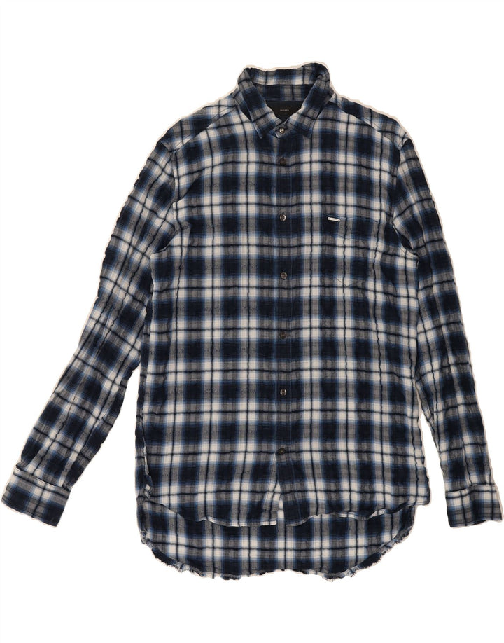 DIESEL Mens Flannel Shirt XL Navy Blue Check Cotton Vintage Diesel and Second-Hand Diesel from Messina Hembry 