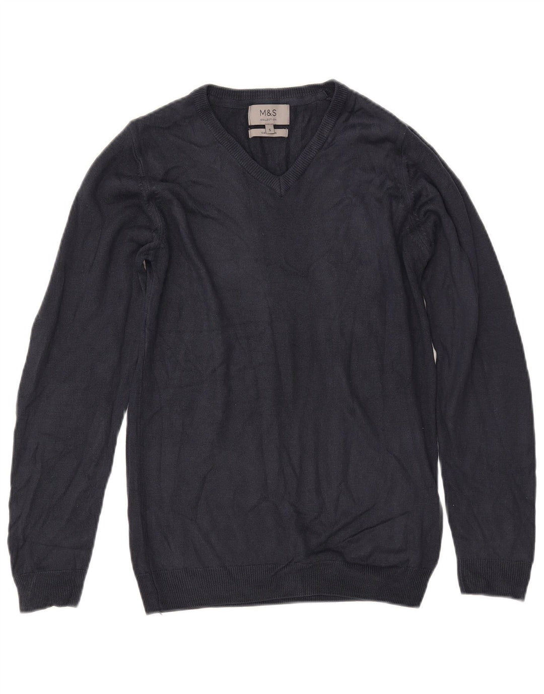 Женский джемпер с v-образным вырезом MARKS & SPENCER, UK 10, маленький, темно-синий, акрил