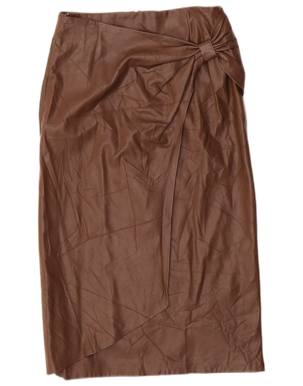 Женская юбка из искусственной кожи Zara Medium W28 Коричневая из полиуретана