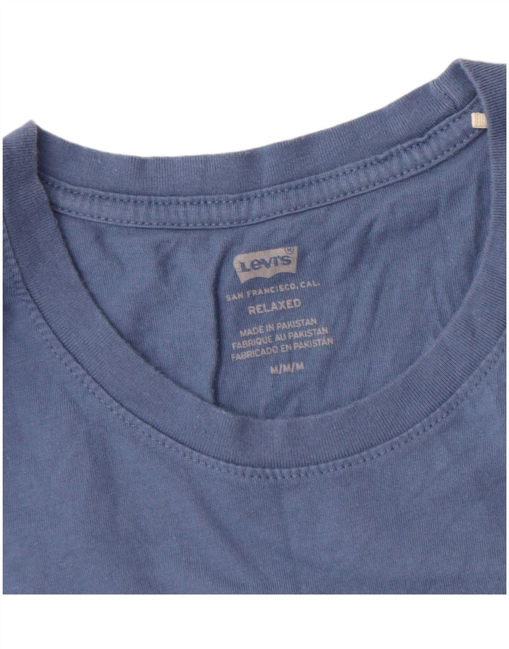 Мужская футболка свободного кроя с рисунком Levi's, хлопковый топ среднего синего цвета