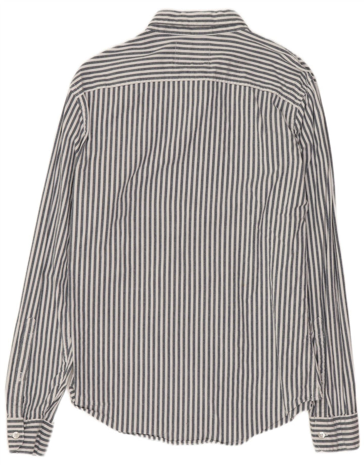 Мужская рубашка HOLLISTER, хлопковая полоска серого цвета среднего размера