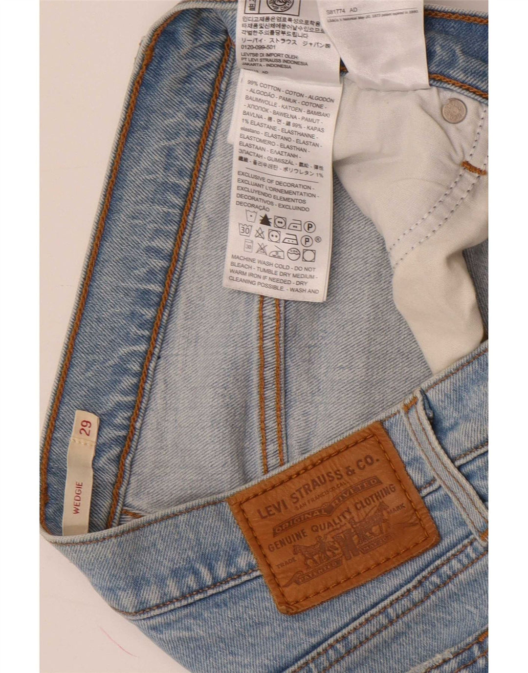 Женские узкие джинсы Levi's на танкетке W29 L26, синие, хлопок