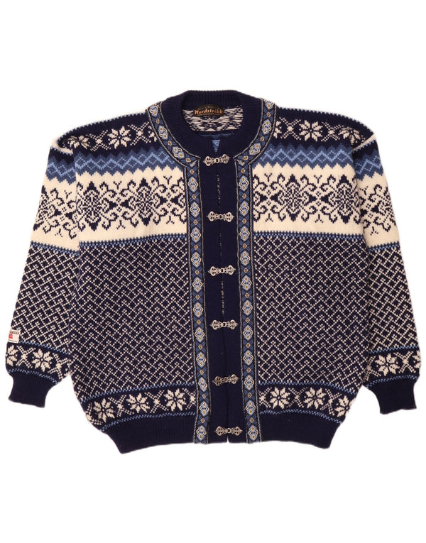 Nordstrikk Мужской свитер-кардиган стандартного кроя XL Темно-синий Fair Isle