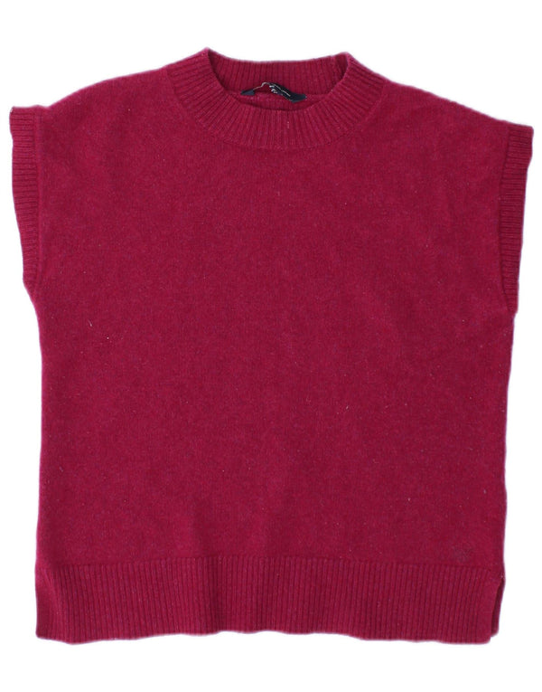 Crew Clothing Женский жилет безрукавка UK 10 маленький розовый шерстяной