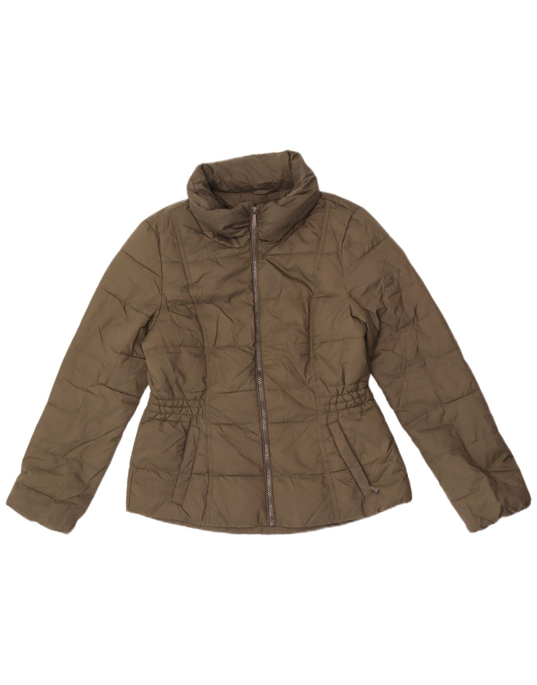 Женская утепленная куртка с капюшоном Marks & Spencer UK 12, средний цвет хаки, полиэстер