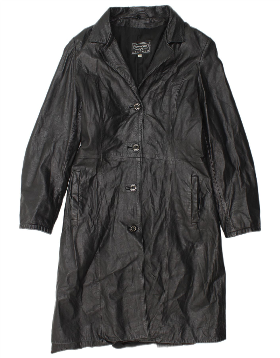 Roberta Ferrini Женское кожаное пальто IT 44 Medium Black Leather