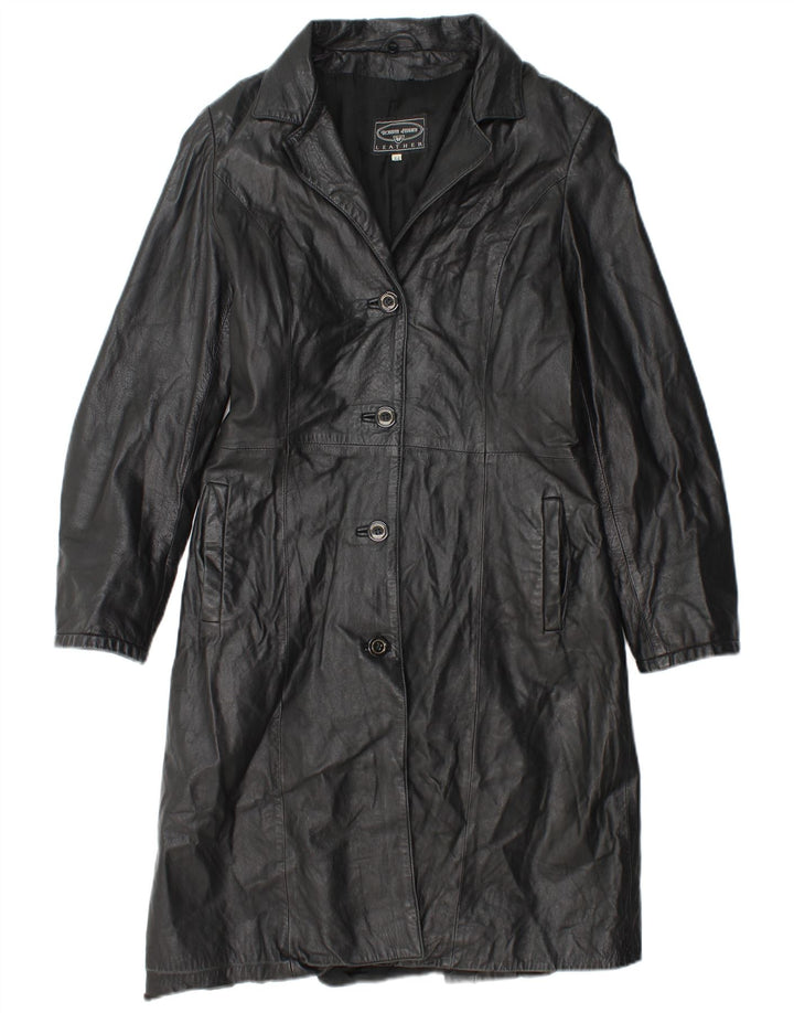 Roberta Ferrini Женское кожаное пальто IT 44 Medium Black Leather