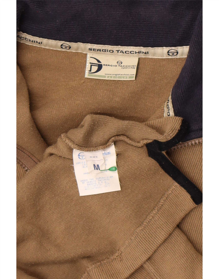 Мужской свитшот с воротником на молнии Sergio Tacchini, джемпер среднего размера, бежевый, хлопок