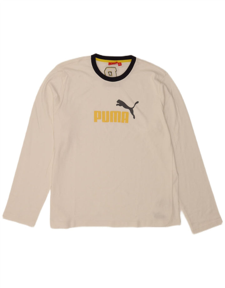 Мужской топ с рисунком Puma с длинным рукавом XL, белый хлопок