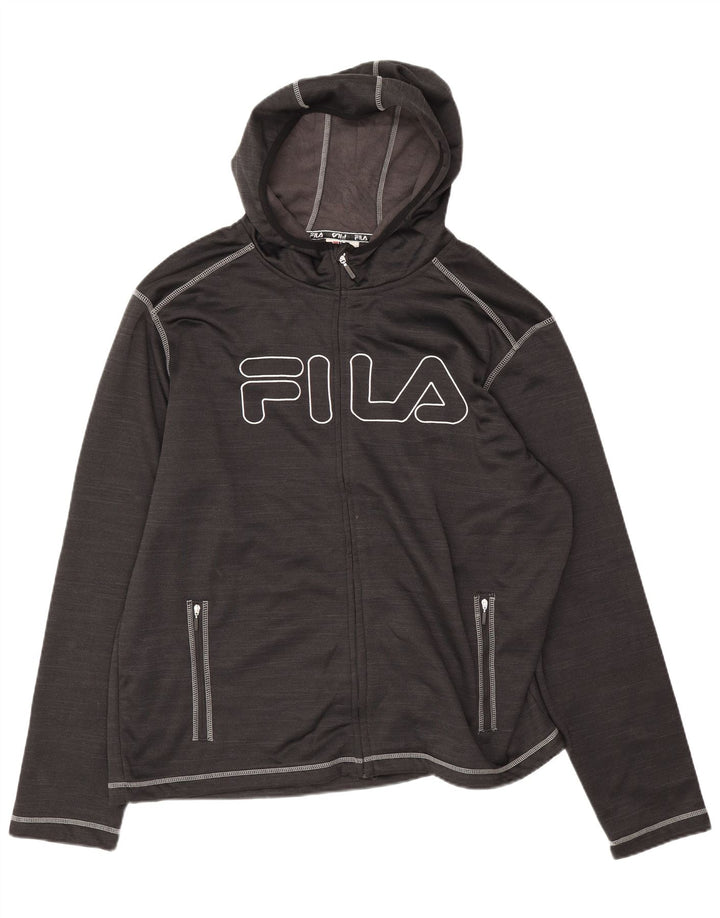 Мужской свитер с капюшоном Fila на молнии с графическим рисунком 2XL, черный полиэстер