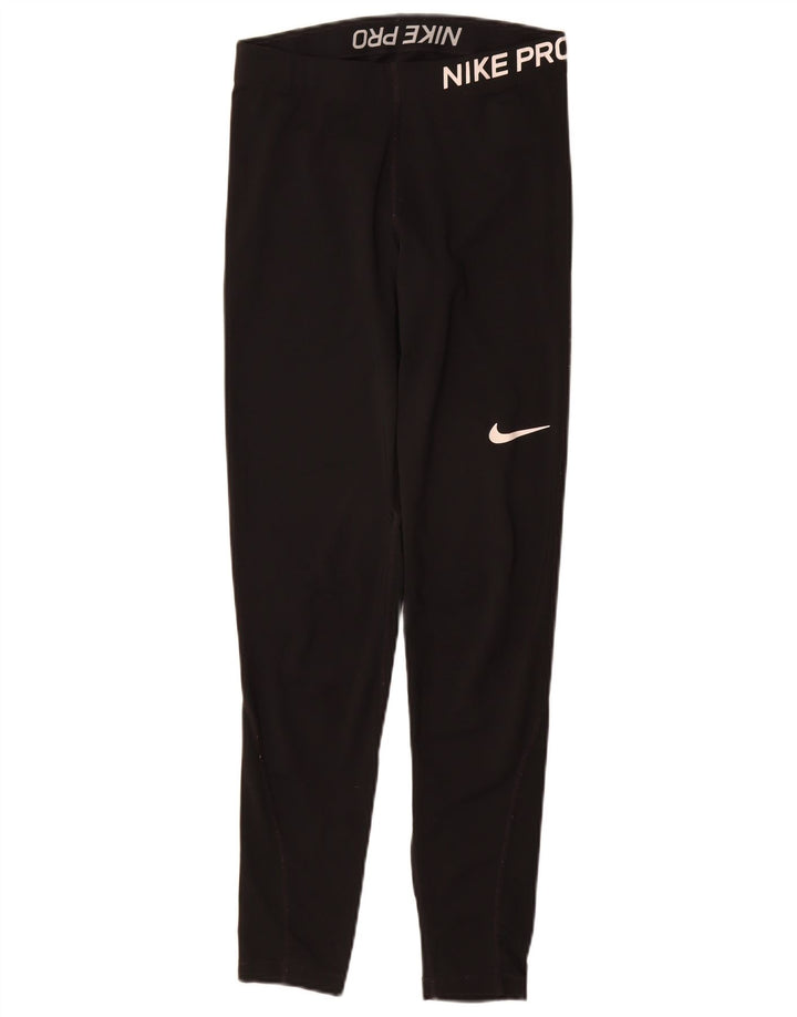 Женские леггинсы с рисунком Nike Dri Fit UK 10, маленькие черные, полиэстер