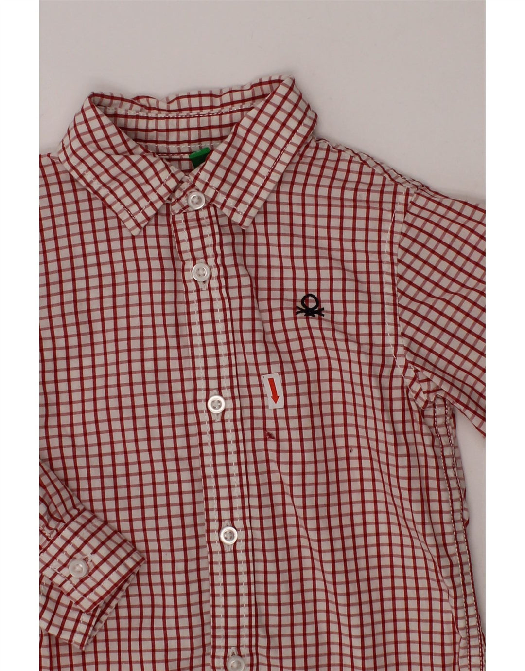 BENETTON Baby Boys Shirt 9-12 Months Red Check Cotton Vintage Benetton and Second-Hand Benetton from Messina Hembry 