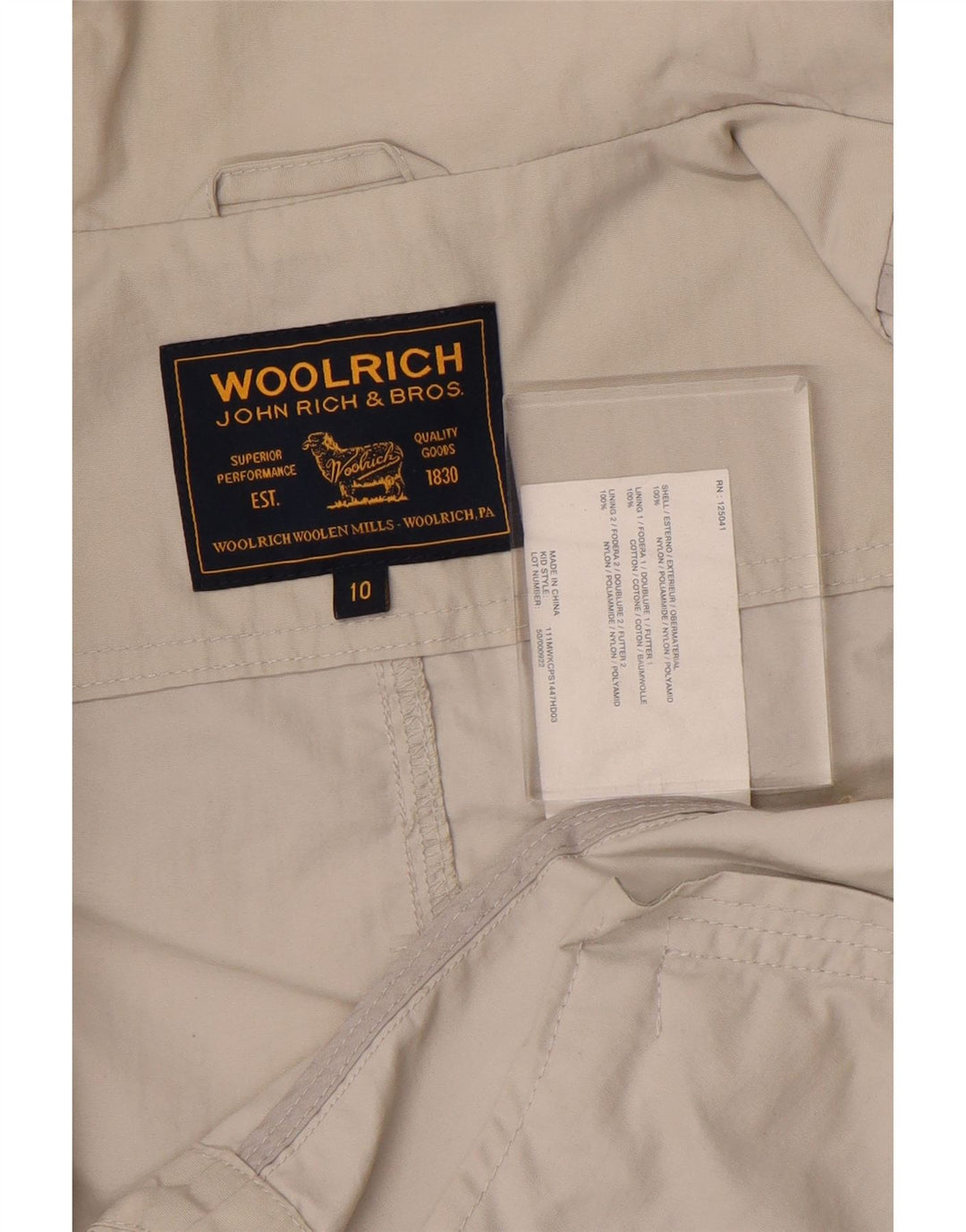 Куртка-бомбер WOOLRICH для девочек 9–10 лет, серый нейлон