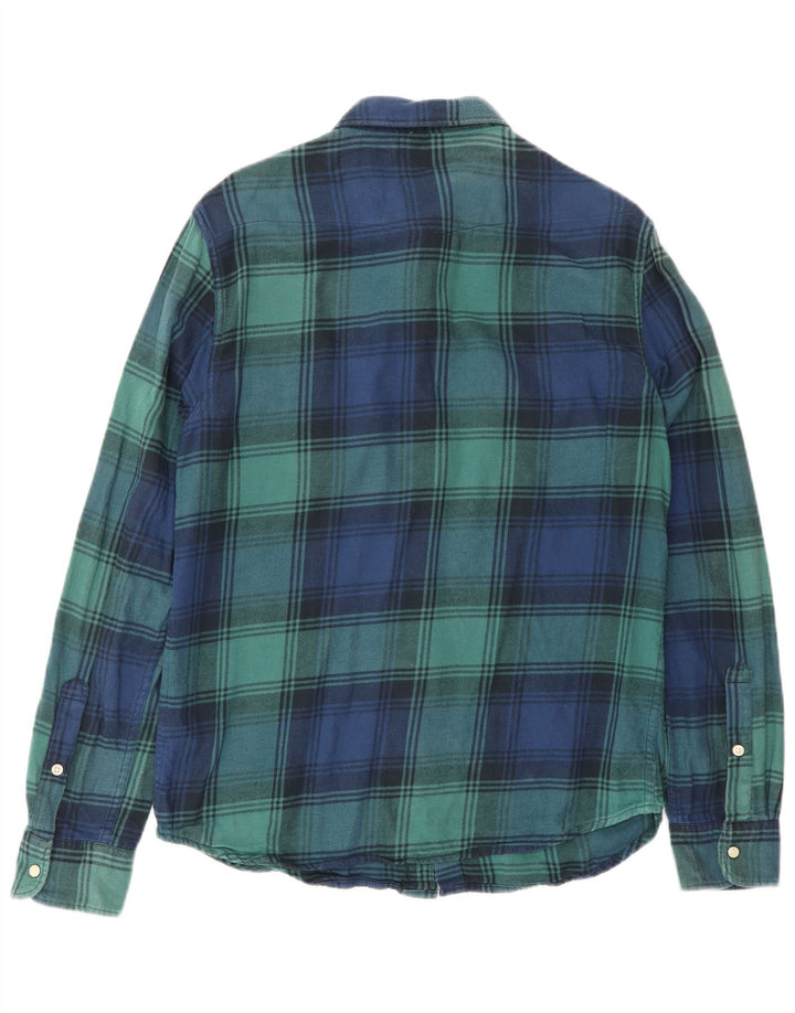 Женская фланелевая рубашка Lee среднего синего цвета в клетку из хлопка