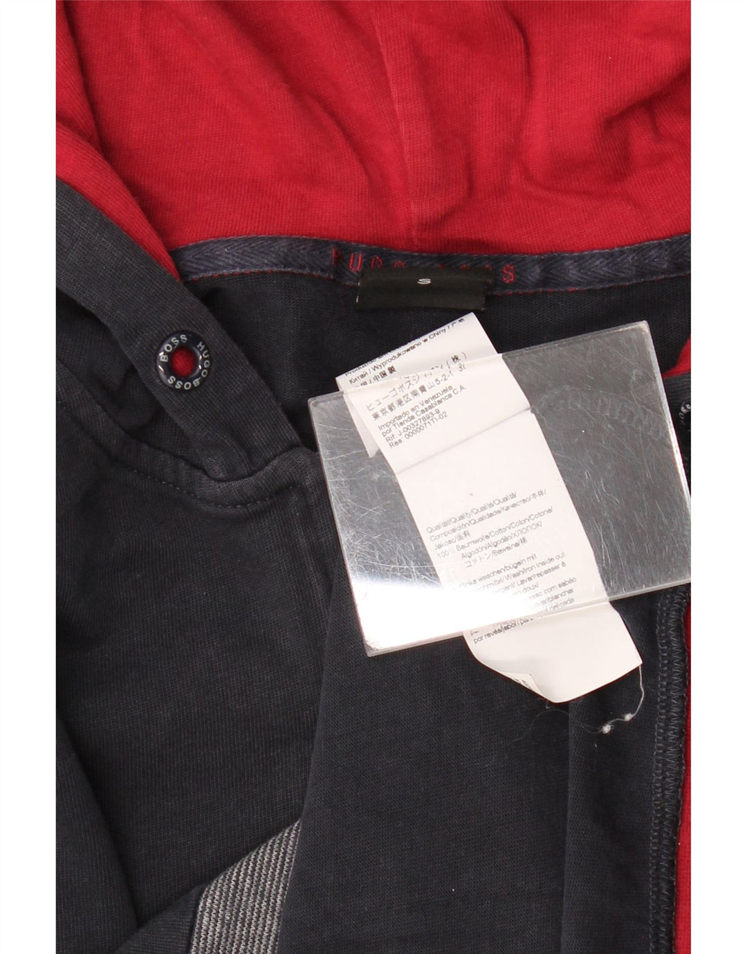 Мужской свитер с капюшоном на молнии HUGO BOSS, маленький, темно-синий, хлопок