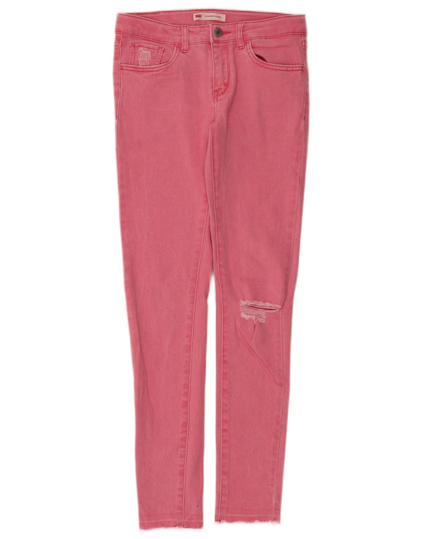Джинсы суперскинни Levi's Girls 710 с потертостями, 11–12 лет W28 L29, розовые