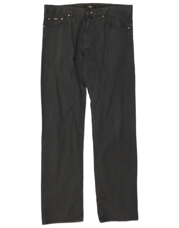 Мужские прямые повседневные брюки Hugo Boss W36 L34, черный хлопок
