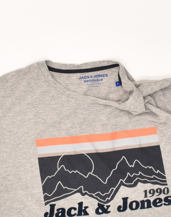 JACK & JONES Mens Graphic T-Shirt Top Large Grey Cotton | Vintage Jack & Jones | Thrift | Second-Hand Jack & Jones | Used Clothing | Messina Hembry 