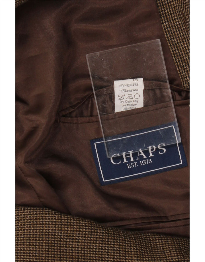 CHAPS Mens Slim 2 Button Blazer Jacket UK 42 XL Brown Houndstooth