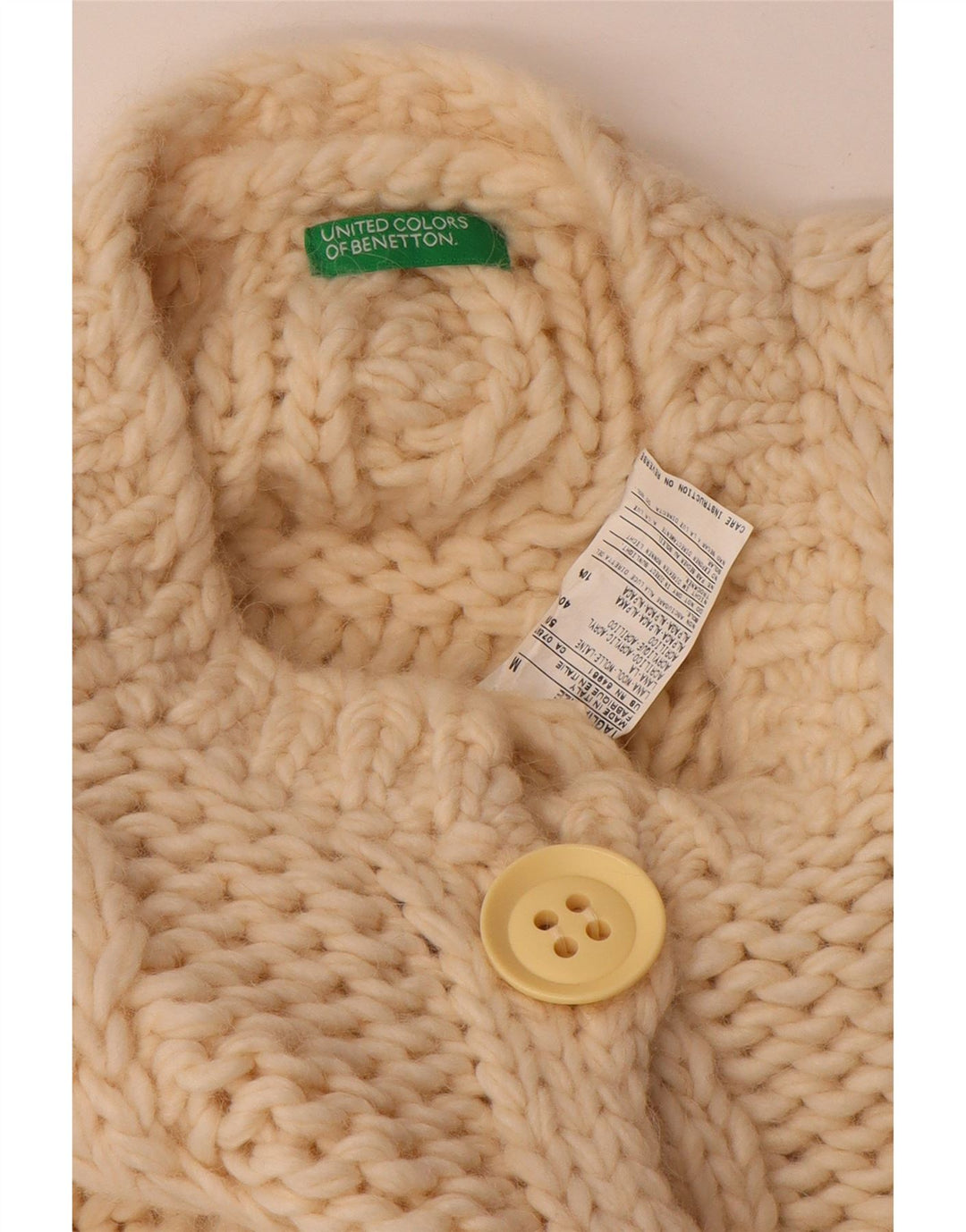 Женский укороченный кардиган Benetton UK 14, средний цвет, белая шерсть