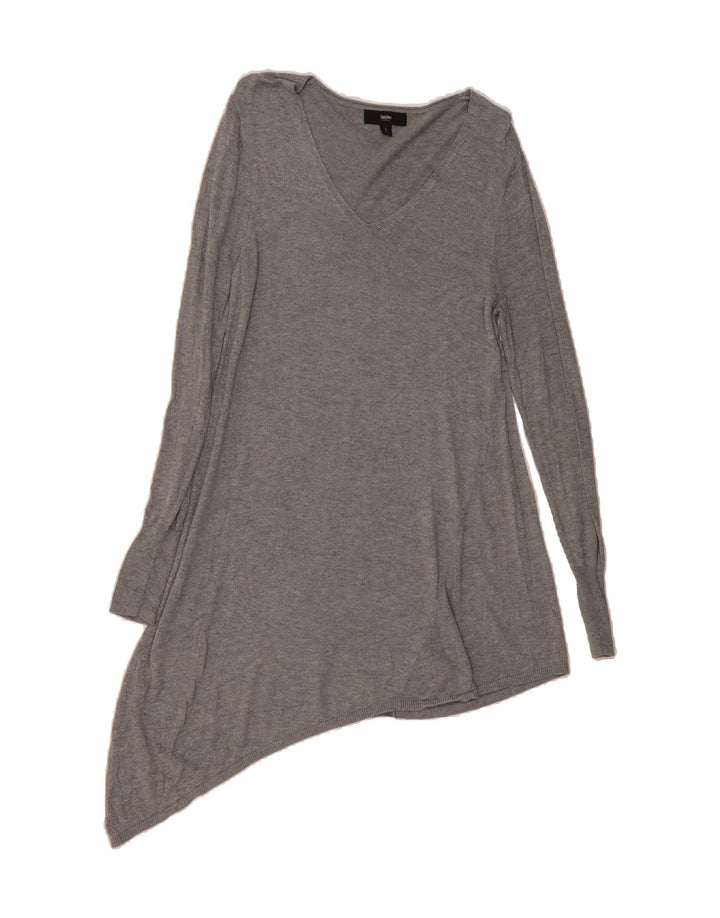 MOSSIMO Womens Asymmetric Jumper Dress UK 14 Large Grey Nylon Vintage Mossimo and Second-Hand Mossimo from Messina Hembry 