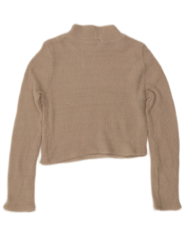 Женский укороченный джемпер с высоким воротником ZARA UK 12, средний цвет, белый цвет