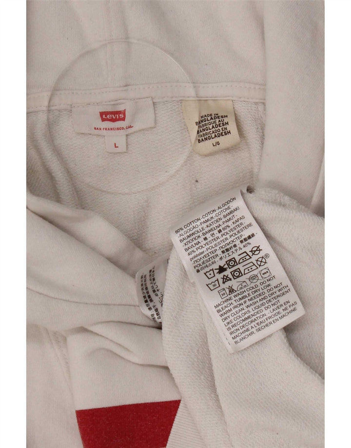 Мужской джемпер с капюшоном с рисунком Levi's, большой размер, белый хлопок, хлопок