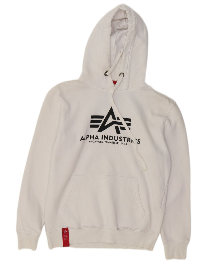 ALPHA INDUSTRIES Мужской джемпер с капюшоном с рисунком, средний белый хлопок, хлопок