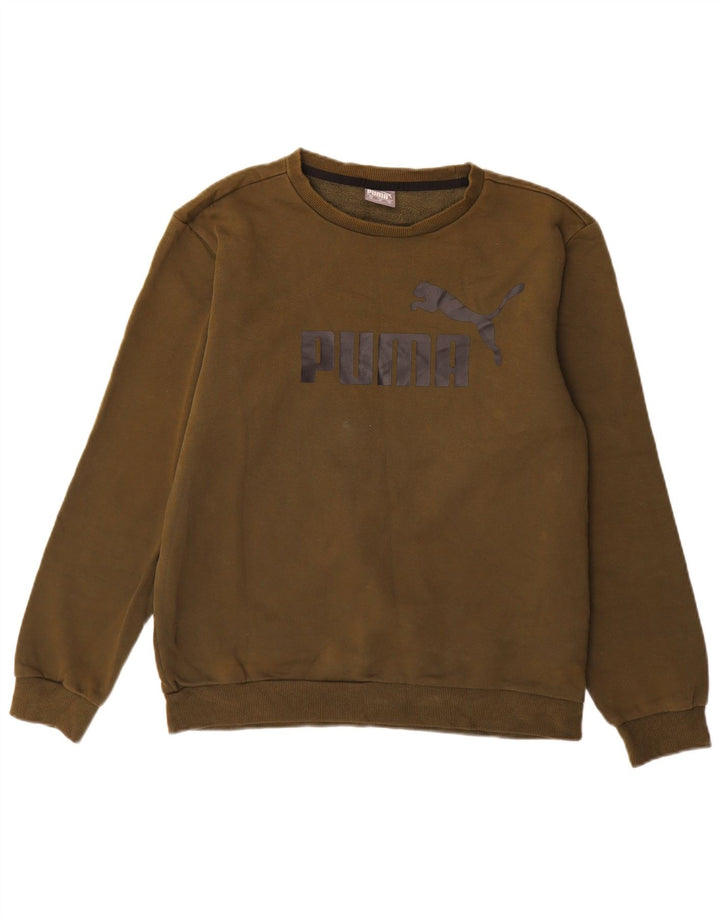 Мужской свитшот с рисунком Puma, хлопковый джемпер среднего цвета хаки
