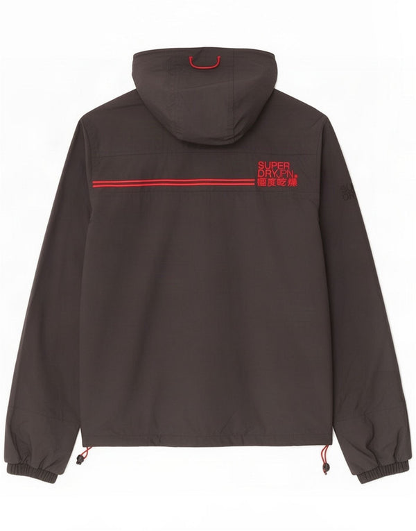 Superdry Мужская дождевик с капюшоном и графическим рисунком Windcheater UK 36, маленький серый