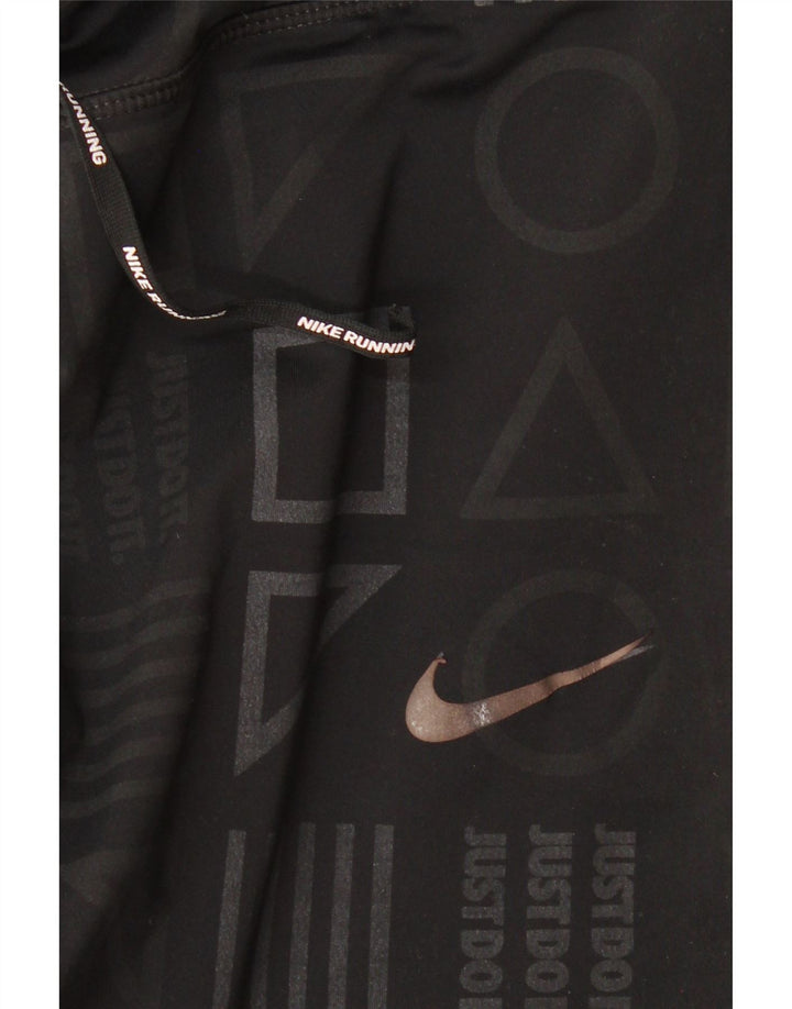 Женские леггинсы с рисунком Nike Dri Fit UK 14, средние, черные с геометрическим рисунком