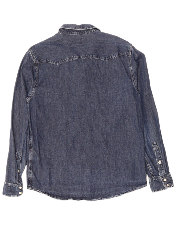 Мужская джинсовая рубашка LEE большого размера, темно-синяя, хлопок