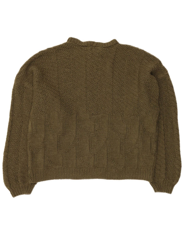 ВИНТАЖНЫЙ женский свободный джемпер с круглым вырезом, Великобритания, 18 XL, хаки