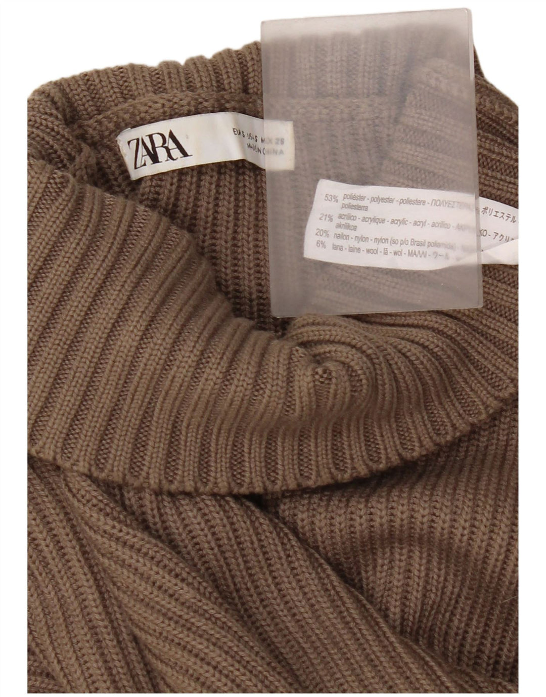 Женский свободный джемпер с высоким воротником Zara UK 10, маленький коричневый цвет