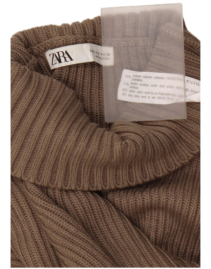 Женский свободный джемпер с высоким воротником Zara UK 10, маленький коричневый цвет