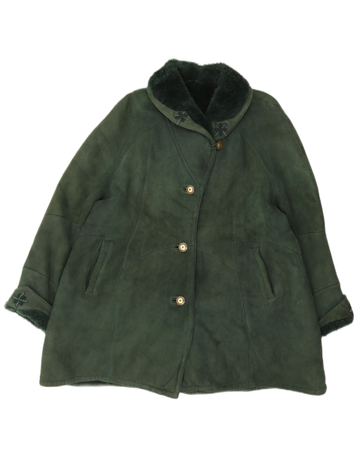 Женское пальто оверсайз из овчины IT 44 Medium Green