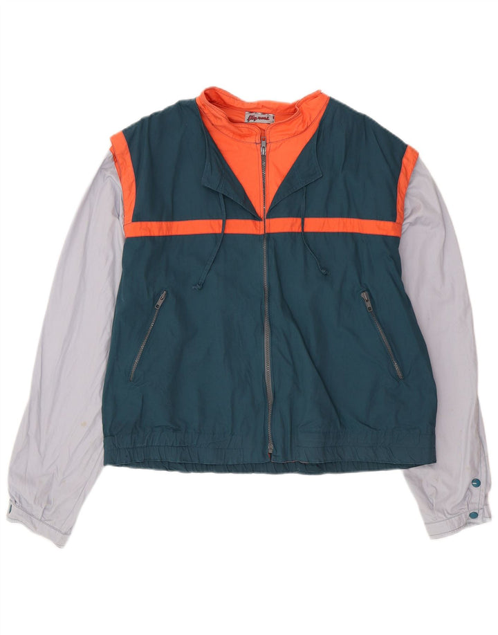 Женский бомбер VINTAGE UK 18 XL, зеленый с цветными блоками