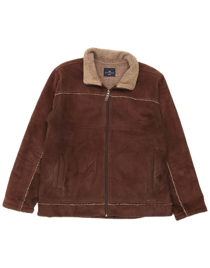 Мужская куртка из шерпы MARKS & SPENCER UK 41/43, большая, коричневая, полиэстер