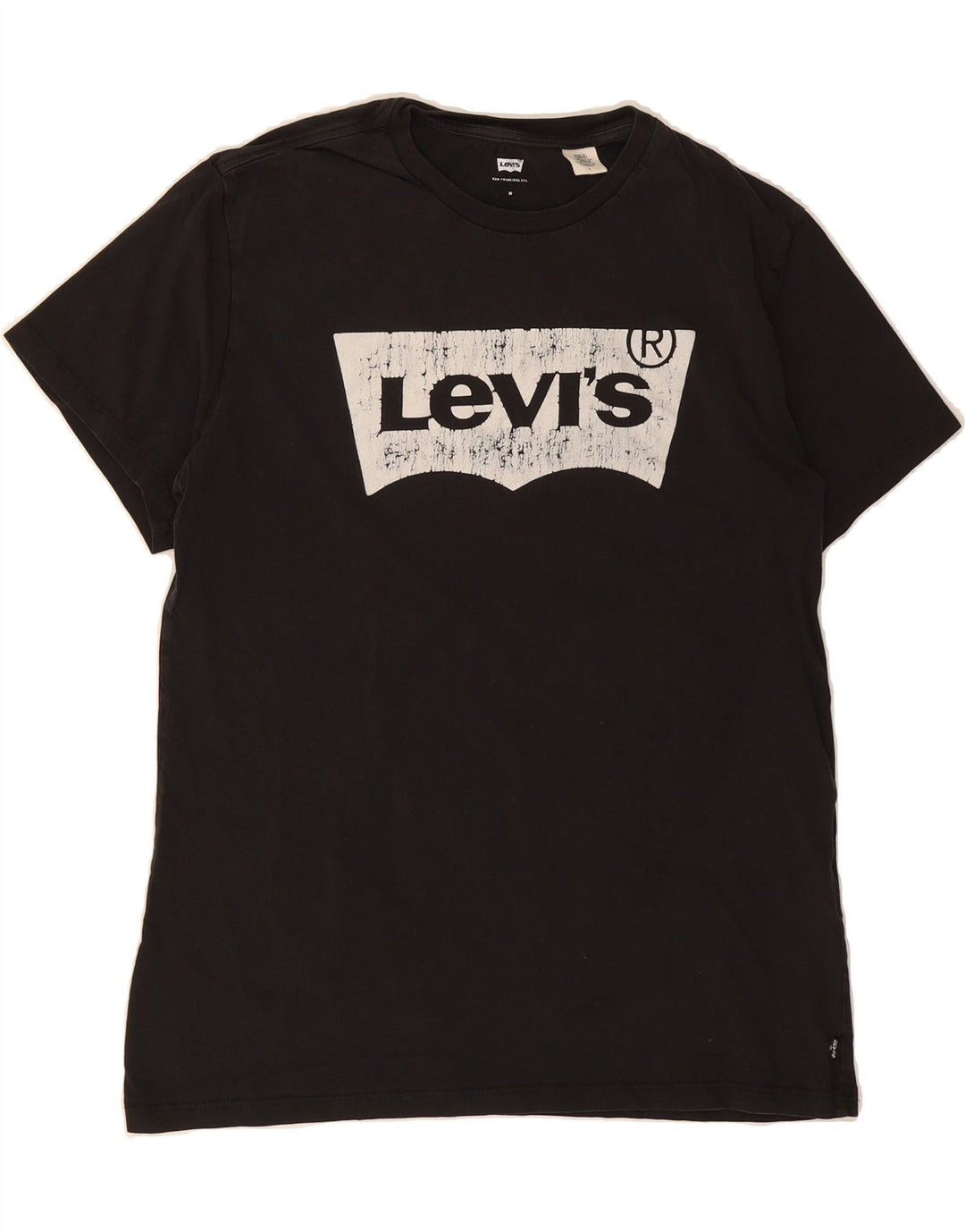 LEVI'S Womens Graphic T-Shirt Top UK 14 Medium Black Cotton Vintage Levi's and Second-Hand Levi's from Messina Hembry 