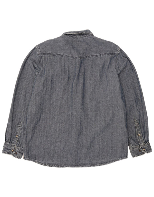 Мужская рубашка приталенного кроя Carhartt, большая синяя хлопковая ткань с узором «елочка»