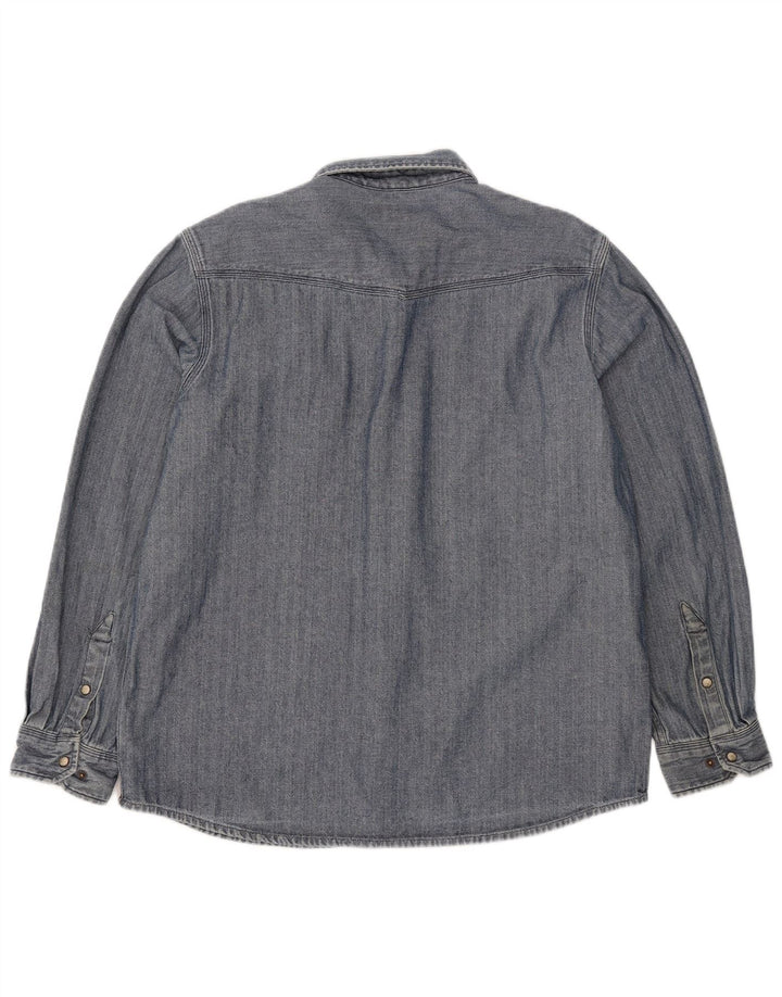 Мужская рубашка приталенного кроя Carhartt, большая синяя хлопковая ткань с узором «елочка»
