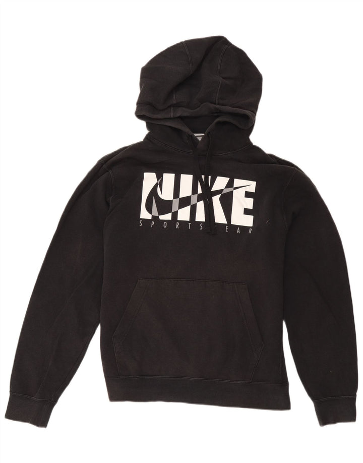 Мужской джемпер с капюшоном с рисунком Nike, средний черный, хлопковый
