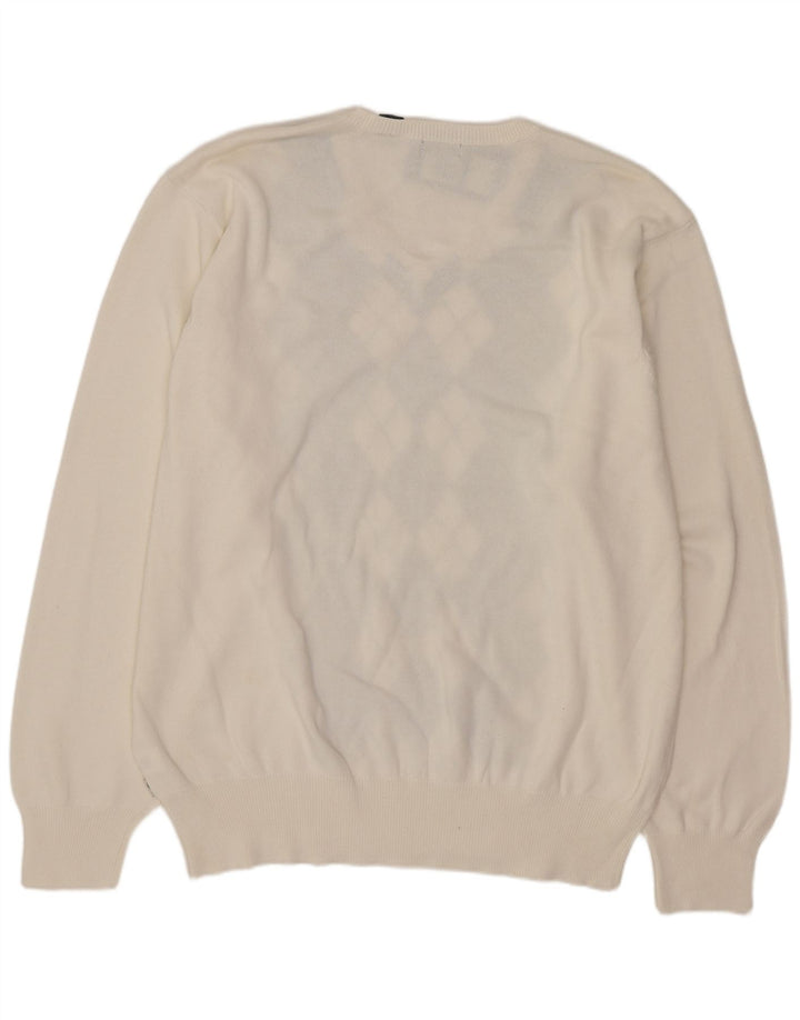 Мужской джемпер Izod с v-образным вырезом XL, белый хлопок с узором аргайл/ромб