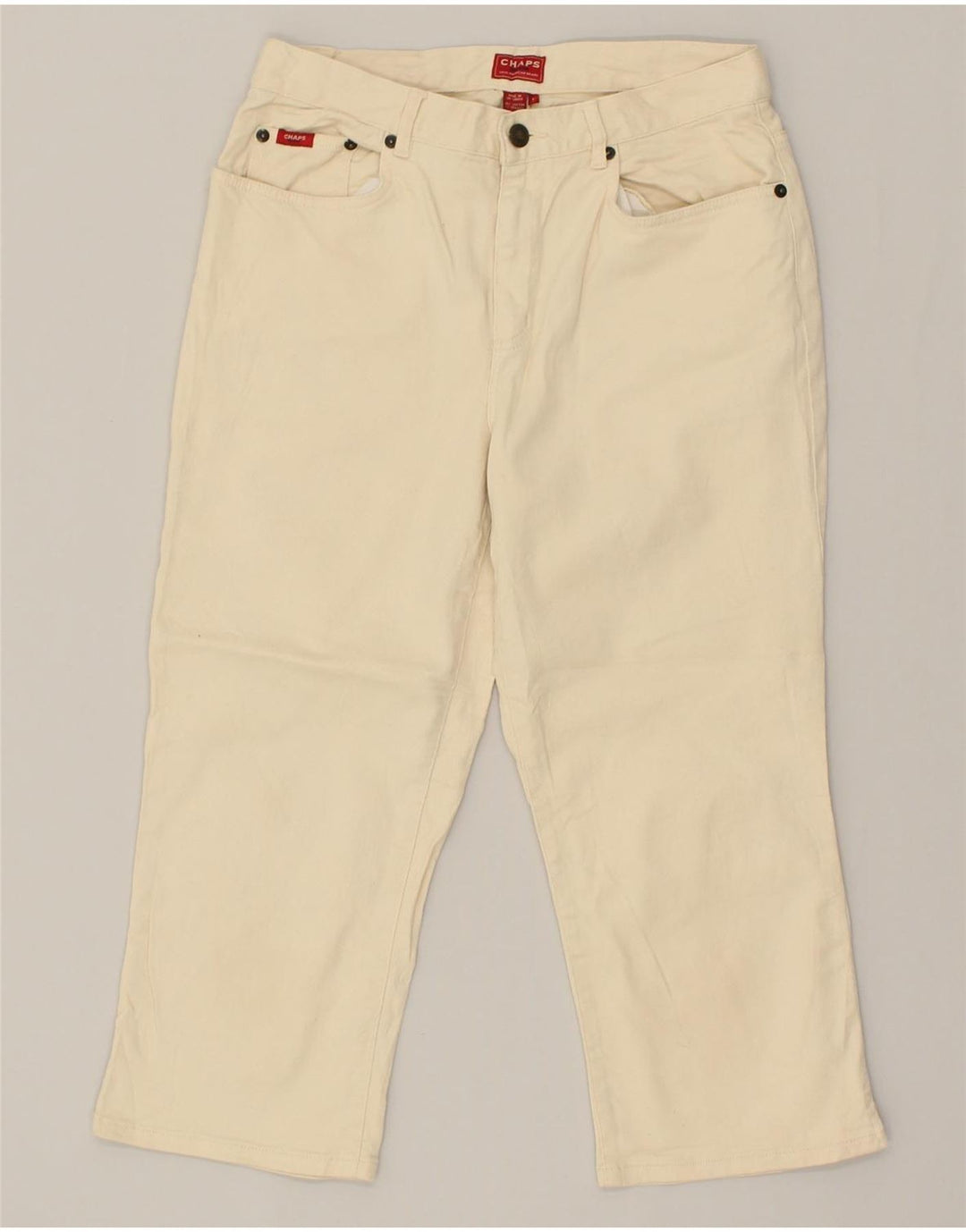 CHAPS Womens Capri Jeans US 6 Medium W28 L21 Beige Cotton | Vintage Chaps | Thrift | Second-Hand Chaps | Used Clothing | Messina Hembry 